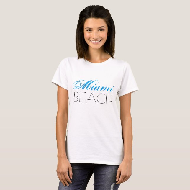 Miami Beach Blue und Black individuell anpassbar T-Shirt (Vorne ganz)