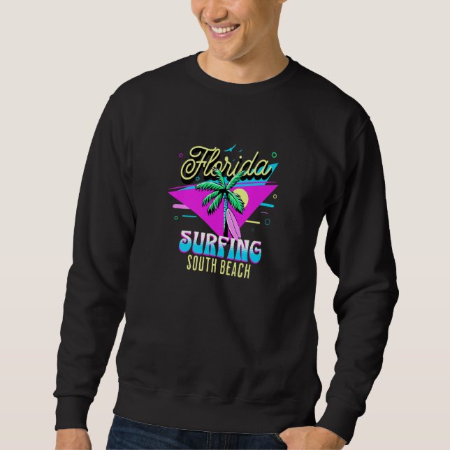 Miami Beach Bum Souvenir South Beach Florida 80s r Sweatshirt (Vorderseite)
