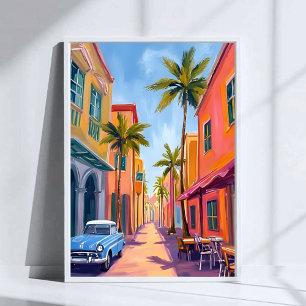 Miami Beach farbenfrohe Straßenszene Poster