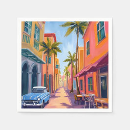Miami Beach Farbige Straßenszene Serviette