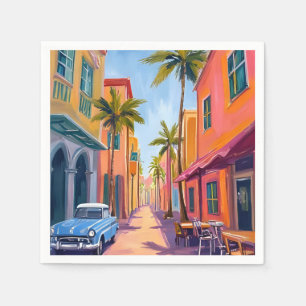 Miami Beach Farbige Straßenszene Serviette