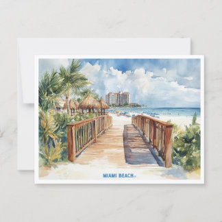 Miami Beach, Florida Aquarellmalerei auf Postkarte