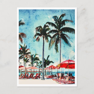 Miami Beach Florida Aquarellmalerei Postkarte