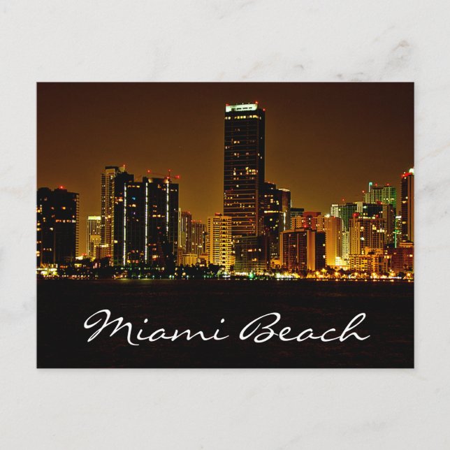 Miami Beach Florida Carte de la nuit Skyline (Devant)