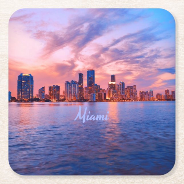 Miami Beach Florida City Skyline Rechteckiger Pappuntersetzer (Vorderseite)