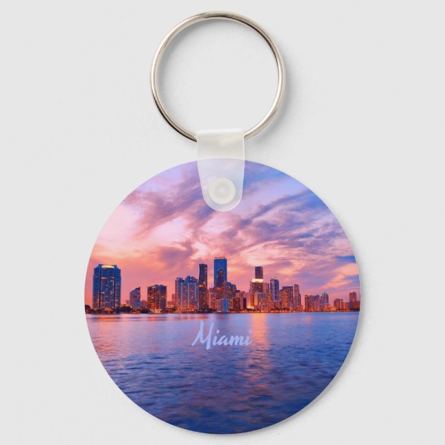 Miami Beach Florida City Skyline Schlüsselanhänger (Vorderseite)