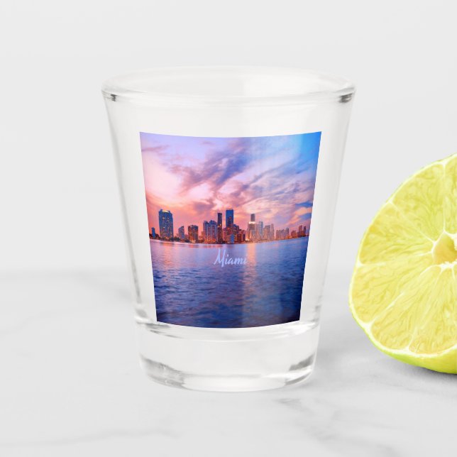 Miami Beach Florida City Skyline Schnapsglas (Vorderseite)