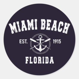 Miami Beach Florida Fl Vintag Athletic Style Runder Aufkleber