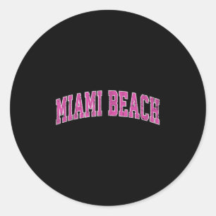 Miami Beach Florida Fl Vintages Sportdesign Rosa Runder Aufkleber