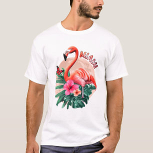Miami Beach Florida Flamingo Sunset Blume Miami T-Shirt