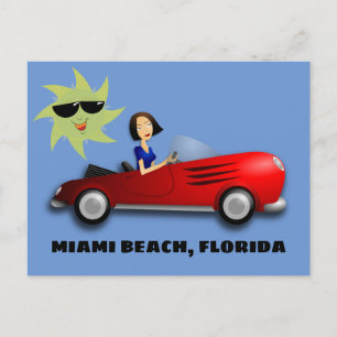 MIAMI BEACH, FLORIDA GIRL IN CAR ART Cartes postal