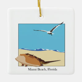 Miami Beach, Florida Horseshoe Crab Seagull Beach Keramikornament