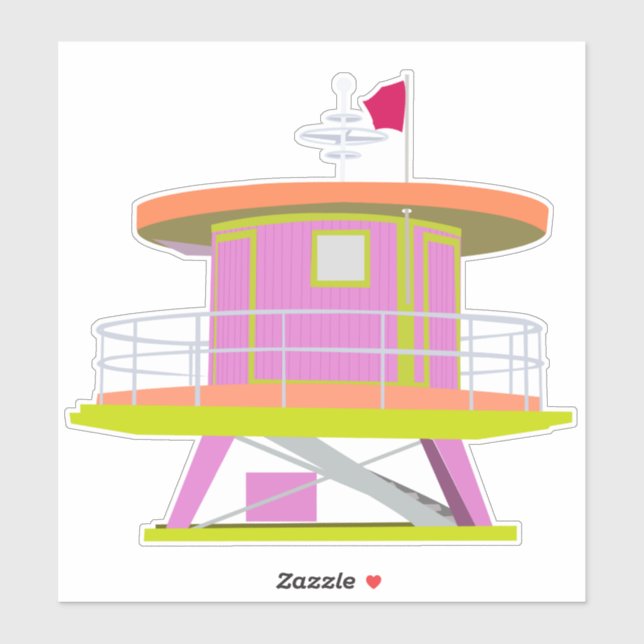 Miami Beach Florida Lifeguard Tower Sticker (Blatt)