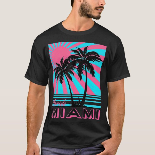 Miami Beach Florida Miami Palm Trees T-Shirt (Vorderseite)