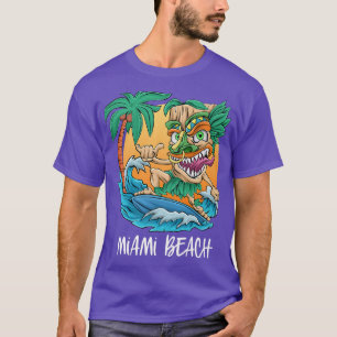 Miami Beach Florida Palm Tree Surfing Ferienhaus T T-Shirt