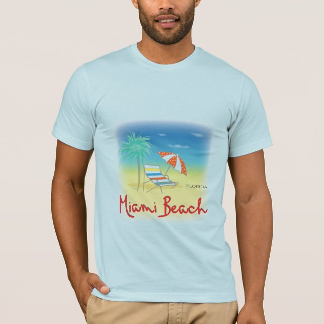 Miami Beach Florida Palms Graphic Cool T-Shirt (Vorderseite)