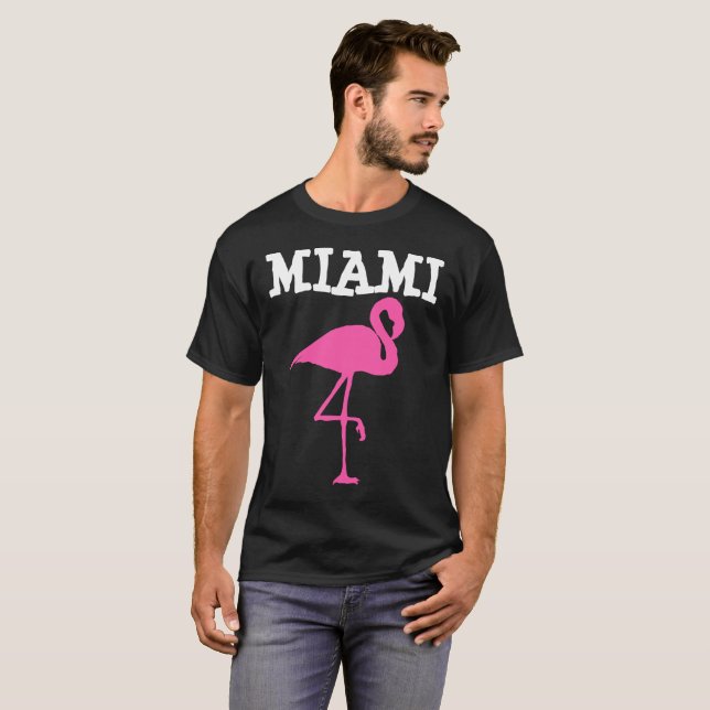 MIAMI BEACH FLORIDA Pink Flamingo T - Shirt (Vorne ganz)