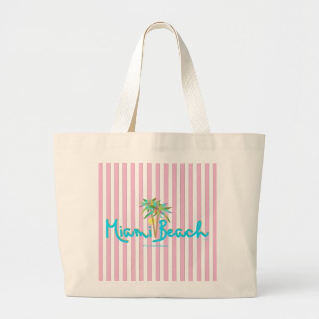 Miami Beach Florida Pink Stripte Tote Tasche (Vorne)