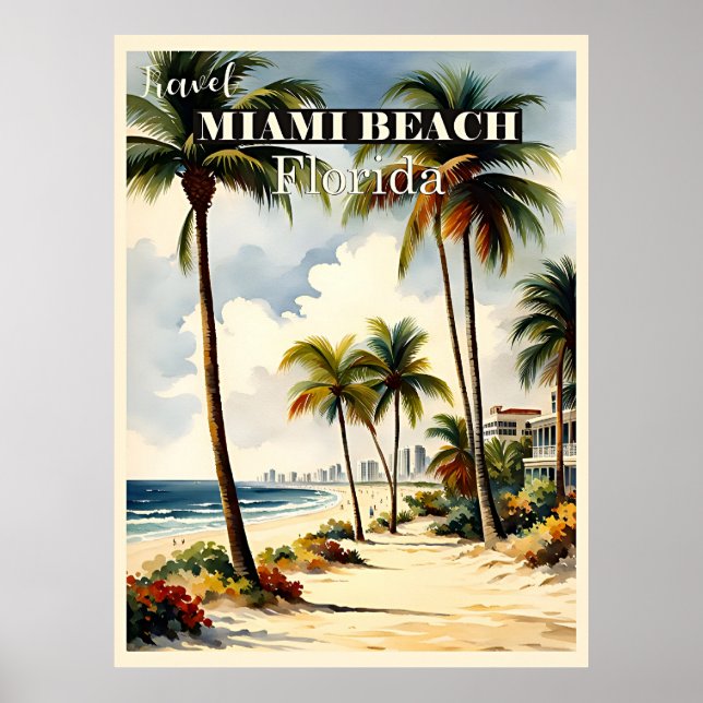 Miami Beach, Florida Reiseplakat Poster (Vorne)