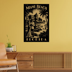 Miami Beach, Florida Retro Art Deco Reise Tourismu Poster