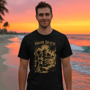 Miami Beach, Florida Retro Art Deco Reise Tourismu T-Shirt