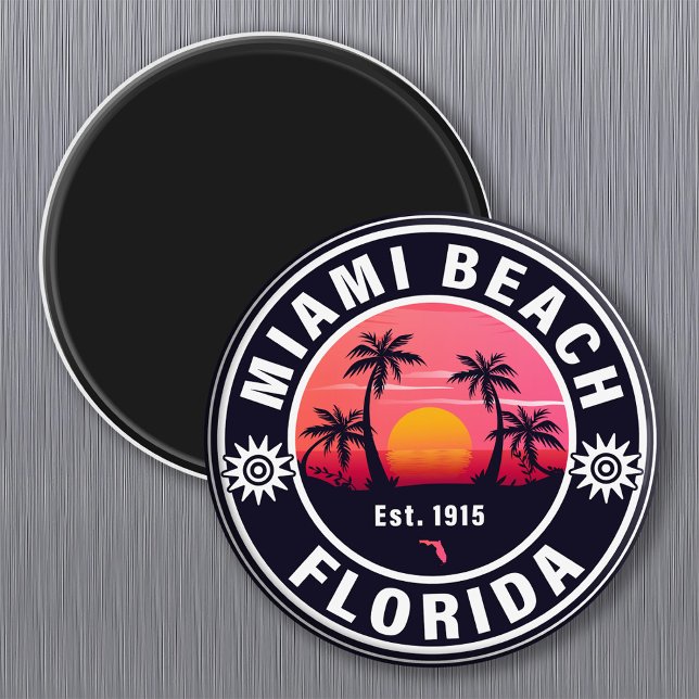 Miami Beach Florida Retro Sunset Souvenirs 60er Magnet (Von Creator hochgeladen)