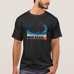 Miami Beach Florida Retro Surf Sailing & Fischen V T-Shirt