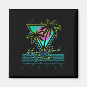 Miami Beach Florida Trip Retro 80er Vaporwave Grid Magnet
