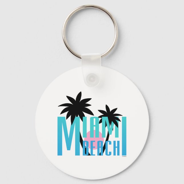 Miami-Beach-Florida-Typografie Schlüsselanhänger (Vorderseite)