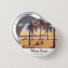 Miami Beach Florida Vintage Aquarellbahn Button