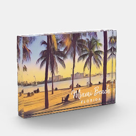 Miami Beach Florida Vintage Aquarellbahn Fotoblock