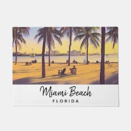 Miami Beach Florida Vintage Aquarellbahn Fußmatte