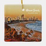 Miami Beach Florida Vintage Aquarellbahn Keramikornament<br><div class="desc">Miami Beach Florida Vintage Aquarellbahn</div>