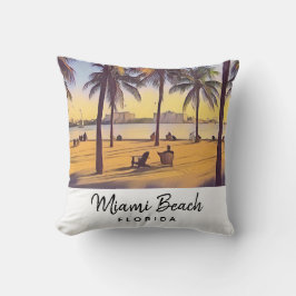 Miami Beach Florida Vintage Aquarellbahn Kissen