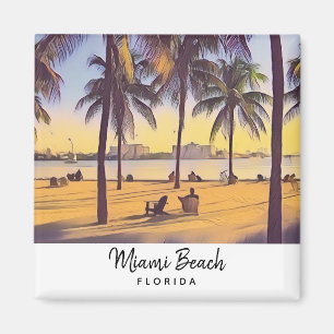 Miami Beach Florida Vintage Aquarellbahn Magnet