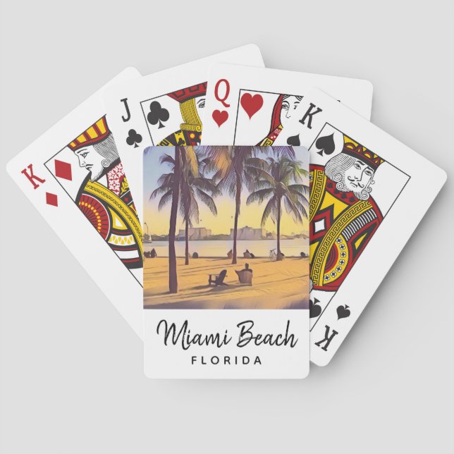 Miami Beach Florida Vintage Aquarellbahn Spielkarten (Rückseite)