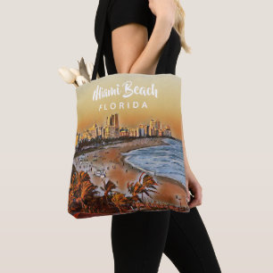 Miami Beach Florida Vintage Aquarellbahn Tasche