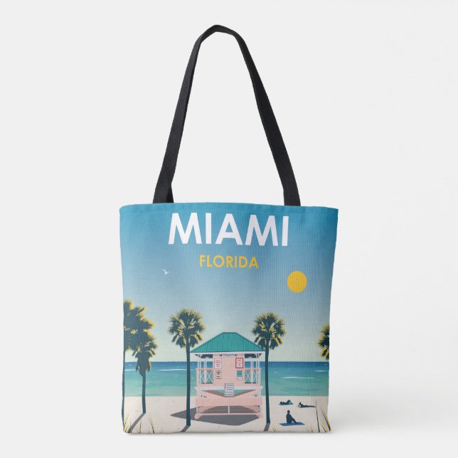Miami Beach Florida Vintage Reise Beutel Tasche (Rückseite)