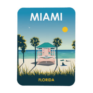 Miami Beach Florida Vintage Travel Magnet