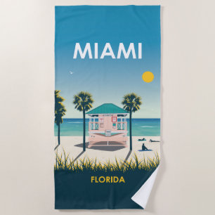 Miami Beach Florida Vintage Travel Strandtuch
