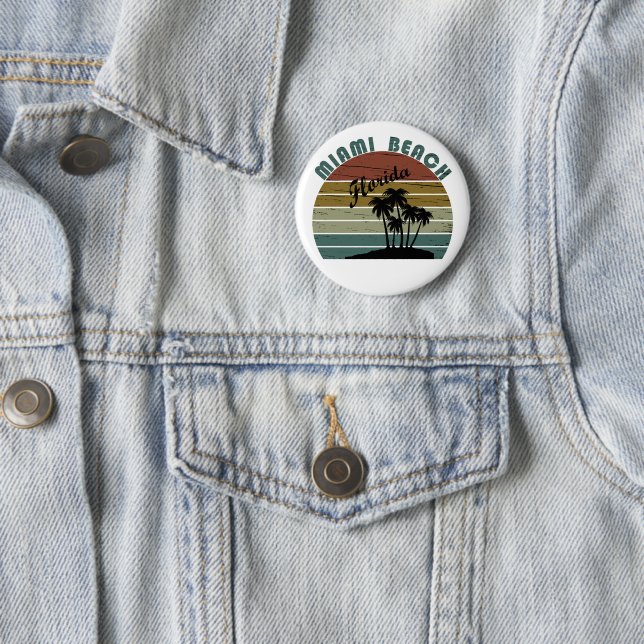 Miami Beach Florida Vintager Sonnenuntergang Button (Beispiel)