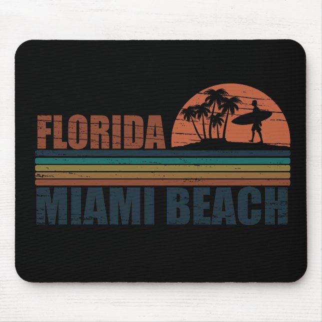 Miami Beach Florida Vintager Sonnenuntergang Mousepad (Vorne)