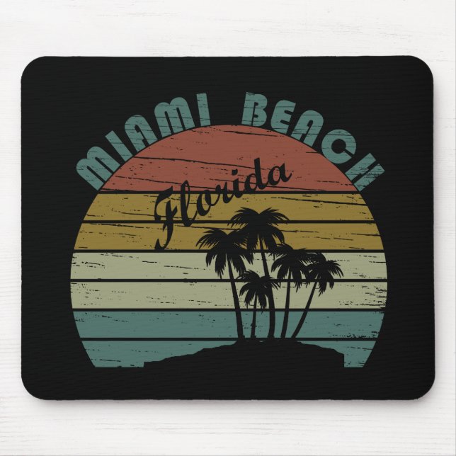 Miami Beach Florida Vintager Sonnenuntergang Mousepad (Vorne)