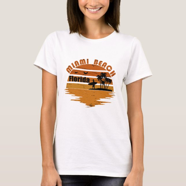 Miami Beach Florida Vintager Sonnenuntergang T-Shirt (Vorderseite)
