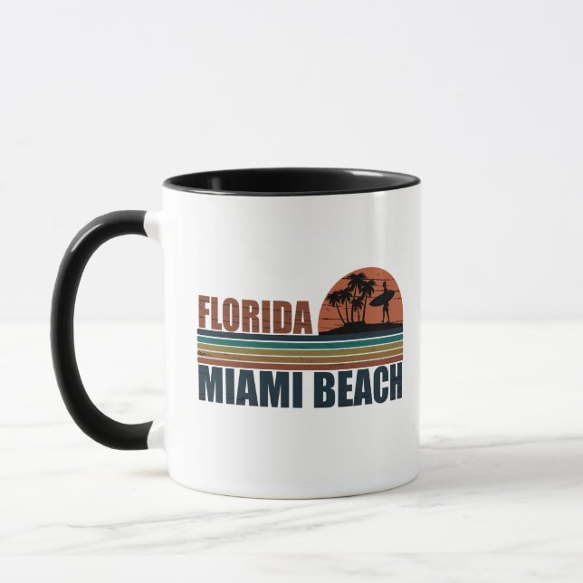 Miami Beach Florida Vintager Sonnenuntergang Tasse (Links)