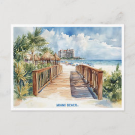Miami Beach, Floride carte postale peinture aquare