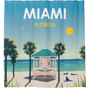 Miami Beach Floride Vintage voyage rideau de douch