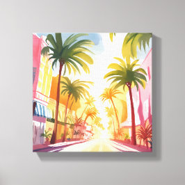 Miami Beach | Helle, farbenfrohe Aquarellbilder Leinwanddruck