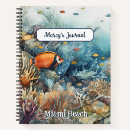 Miami Beach Korallenriff und Fische Aquarell Notizbuch