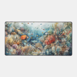 Miami Beach Korallenriff und Fische Aquarell Schreibtischunterlage